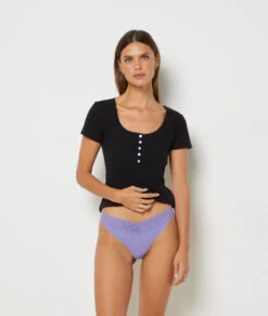 Tanga En Microfibre Et Dentelle -Boutique De Mode Luxe 652435310 6