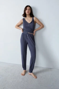 Pantalon De Pyjama Uni -Boutique De Mode Luxe 652547304 6