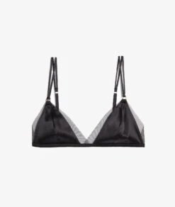 Triangle Sans Armatures En Soie Détails Tulle -Boutique De Mode Luxe 652771005 c