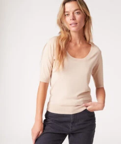 T-shirt Col Rond En Fines Mailles -Boutique De Mode Luxe 653568388 c