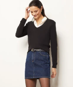 Pull Col V En Maille Fine -Boutique De Mode Luxe 653577705 c