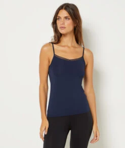 Débardeur à Bretelles Fines Maille Thermique -Boutique De Mode Luxe 653604424 6