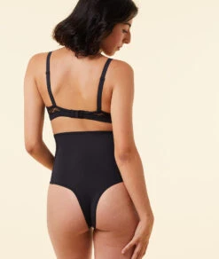 Tanga Taille Haute En Dentelle Et Microfibre -Boutique De Mode Luxe 653700405 a