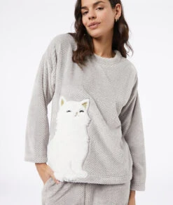 Sweat Polaire Motif Chat