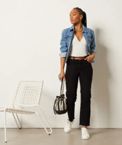 Jean Droit Taille Haute, 100% Coton