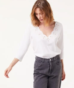 T-shirt Manches Longues Détails Ajourés -Boutique De Mode Luxe 653791580 c