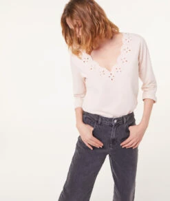T-shirt Manches Longues Détails Ajourés -Boutique De Mode Luxe 653791594 c