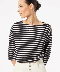 T-shirt Rayé Manches 3/4 -Boutique De Mode Luxe 653827805 c