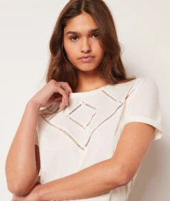 T-shirt Manches Courtes Ajouré -Boutique De Mode Luxe 653829880 b
