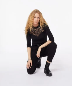 T-shirt Manches 3/4 Décolleté Et Dos En Dentelle -Boutique De Mode Luxe 653833705 6