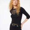 T-shirt Manches 3/4 Décolleté Et Dos En Dentelle -Boutique De Mode Luxe 653833705 x