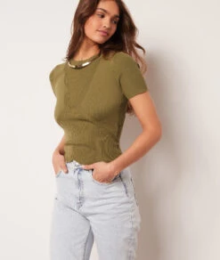 T-shirt Manches Courtes En Fine Maille