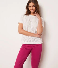 T-shirt Manches Courtes Ajouré -Boutique De Mode Luxe 653917480 c