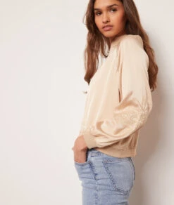 Bomber Satiné Détails Brodés