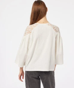 T-shirt Manches 3/4 Détails Dentelle -Boutique De Mode Luxe 653931480 a