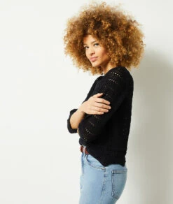 Pull Ajouré à Manches Courtes -Boutique De Mode Luxe 653963905 c