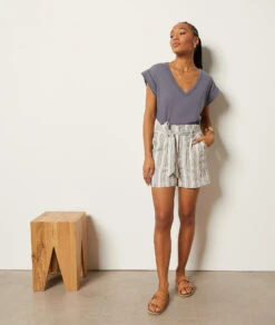 T-shirt En Lin Mélangé -Boutique De Mode Luxe 653981821 6