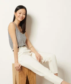 Débardeur à Rayures En Lin Mélangé -Boutique De Mode Luxe 653981980 6