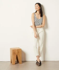 Débardeur à Rayures En Lin Mélangé -Boutique De Mode Luxe 653981980 c