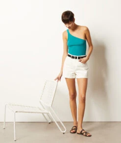 Débardeur Asymétrique En Coton Mélangé -Boutique De Mode Luxe 653987743 6