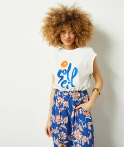 T-shirt Manches Courtes Imprimé Soleil -Boutique De Mode Luxe 653990425 6