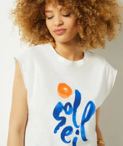 T-shirt Manches Courtes Imprimé Soleil -Boutique De Mode Luxe 653990425 b