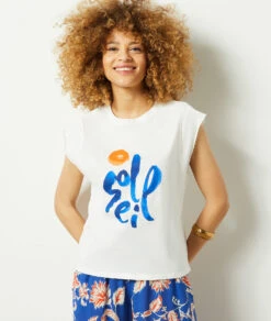 T-shirt Manches Courtes Imprimé Soleil -Boutique De Mode Luxe 653990425 c