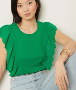 T-shirt Manches Courtes à Volants -Boutique De Mode Luxe 653992540 c