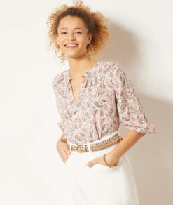 Blouse Imprimée En Lin Mélangé 11 Blouse Imprimée En Lin Mélangé -Boutique De Mode Luxe 653993867 c