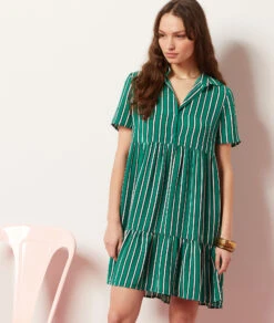 Robe Manches Courtes à Rayures -Boutique De Mode Luxe 653995040 c