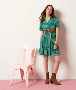 Robe Manches Courtes à Rayures