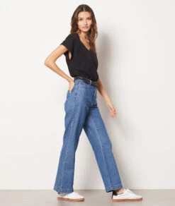 T-shirt Col V 100% Coton Biologique -Boutique De Mode Luxe 654000605 6