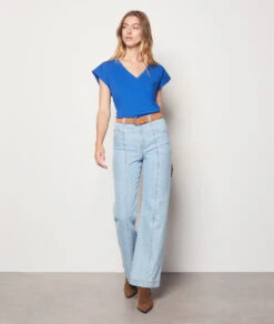 T-shirt Col V 100% Coton -Boutique De Mode Luxe 654000623 6