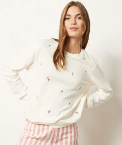 Sweat Manches Longues Motifs Fleurs