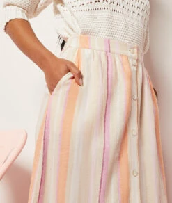 Jupe Longue En Lin Mélangé -Boutique De Mode Luxe 654004063 b