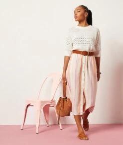 Jupe Longue En Lin Mélangé -Boutique De Mode Luxe 654004063 c