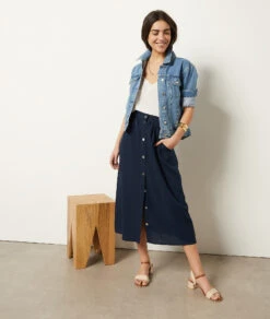 Jupe Longue En Lin Mélangé -Boutique De Mode Luxe 654004125 6