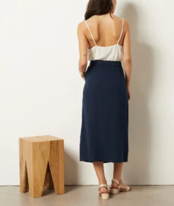 Jupe Longue En Lin Mélangé -Boutique De Mode Luxe 654004125 a