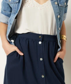 Jupe Longue En Lin Mélangé -Boutique De Mode Luxe 654004125 b