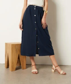 Jupe Longue En Lin Mélangé -Boutique De Mode Luxe 654004125 c