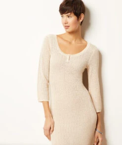 Robe Longue En Maille Ajourée -Boutique De Mode Luxe 654005880 c