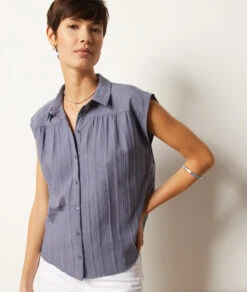 Chemise Sans Manches 100% Coton 11 Chemise Sans Manches 100% Coton -Boutique De Mode Luxe 654009321 c
