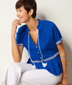 Blouse à Broderies 100% Coton