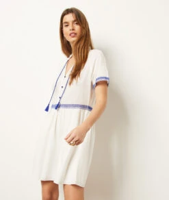 Robe Détails Broderie 100% Coton -Boutique De Mode Luxe 654009801 6