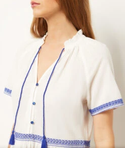 Robe Détails Broderie 100% Coton -Boutique De Mode Luxe 654009801 b