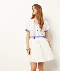 Robe Détails Broderie 100% Coton -Boutique De Mode Luxe 654009801 c