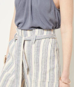 Short à Rayures En Coton Mélangé -Boutique De Mode Luxe 654020080 b