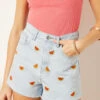 Short En Jean Détails Broderies, 100% Coton -Boutique De Mode Luxe 654032221 x