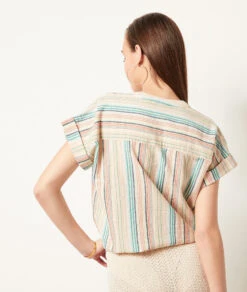 Chemise Manches Courtes à Rayures -Boutique De Mode Luxe 654041290 a