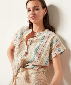 Chemise Manches Courtes à Rayures -Boutique De Mode Luxe 654041290 c